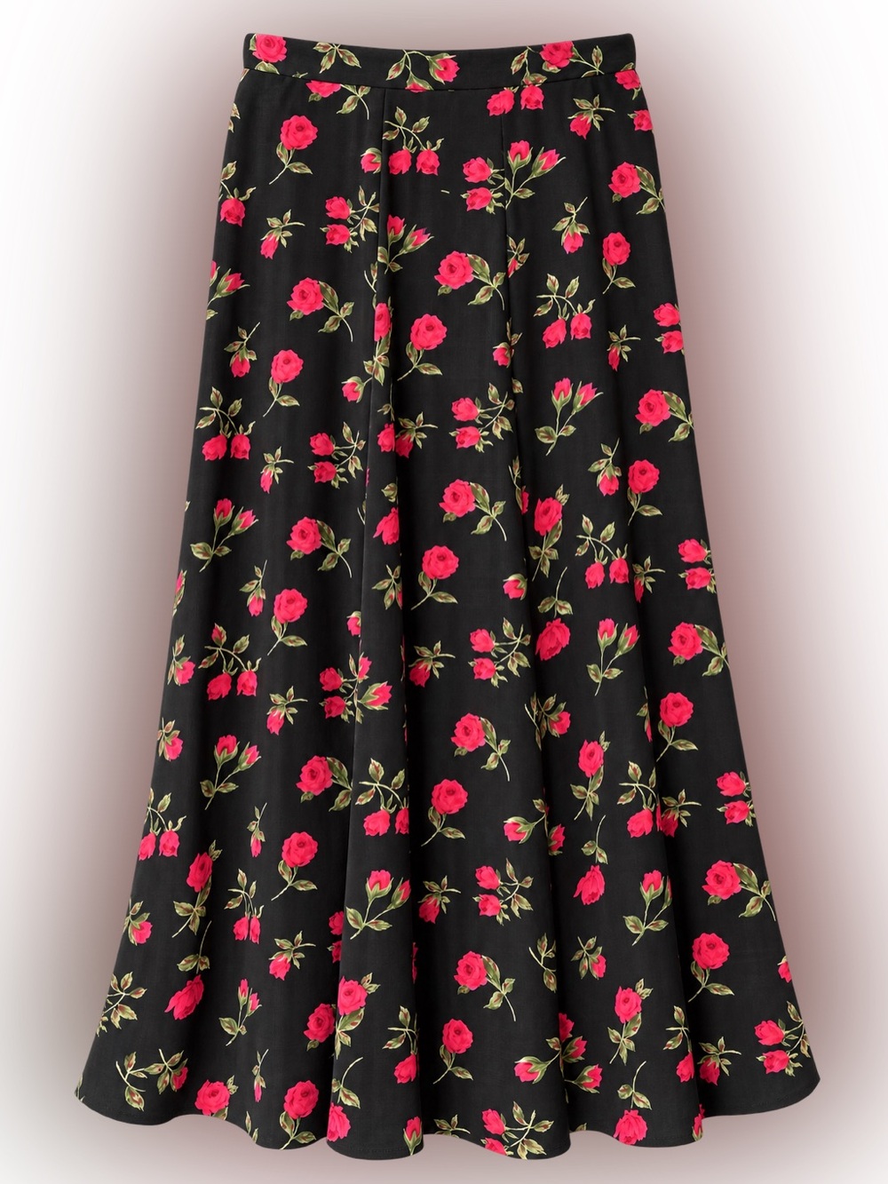 Vintage Susan Bristol Black Floral Cottagecore Maxi Midi Skirt 🌹size 14 EUC